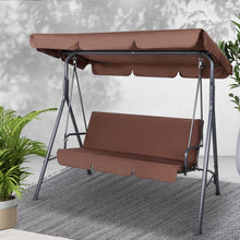 Load image into Gallery viewer, 3 Seater Outdoor Canopy Swing Chair - Coffee
