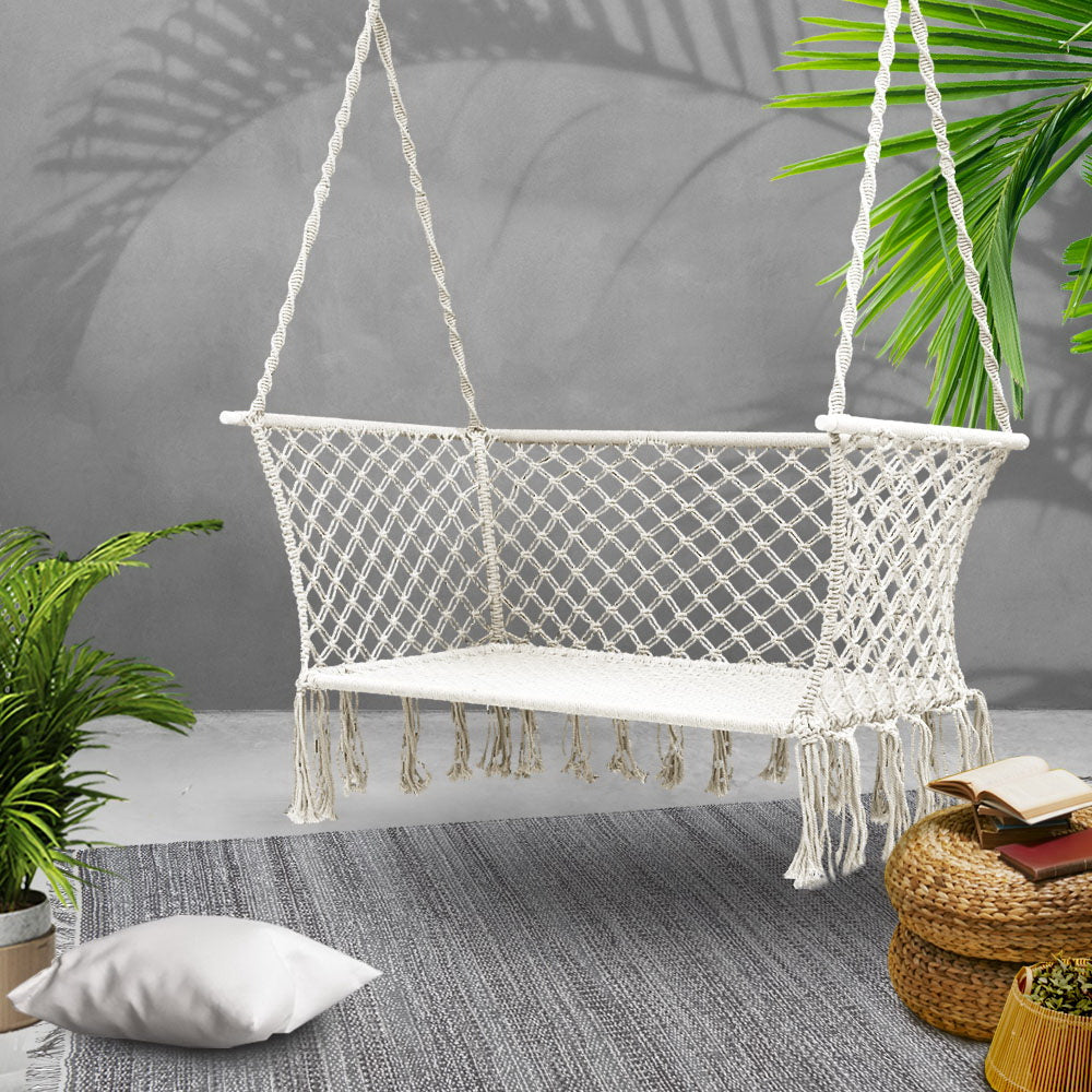 Portable Patio 2 Person Swing Hammocks - Cream