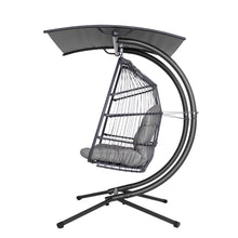 Load image into Gallery viewer, Exotic Wicker Rattan Egg Hanging Pod Swing Chair with Stand - Grey
