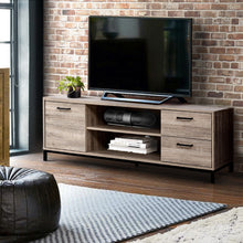 Load image into Gallery viewer, 132cm Oak Industrial Wooden Metal Frame TV Cabinet Entertainment Unit
