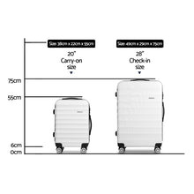 Load image into Gallery viewer, Wanderlite 2pcs Luggage Trolley Set Travel Suitcase TSA Hard Case White
