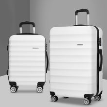 Load image into Gallery viewer, Wanderlite 2pcs Luggage Trolley Set Travel Suitcase TSA Hard Case White
