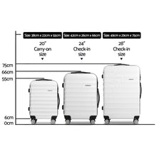 Load image into Gallery viewer, Wanderlite 3pcs Luggage Trolley Set Travel Suitcase TSA Hard Case White
