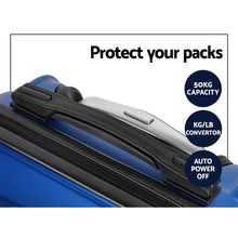 Load image into Gallery viewer, Wanderlite 3pc Luggage Trolley Set Suitcase Travel TSA Hard Case Blue
