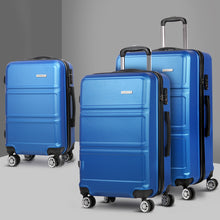 Load image into Gallery viewer, Wanderlite 3pc Luggage Trolley Set Suitcase Travel TSA Hard Case Blue
