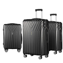 Load image into Gallery viewer, Wanderlite 3pc Luggage Trolley Suitcase Sets Travel TSA Hard Case Black
