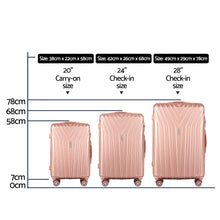 Load image into Gallery viewer, Wanderlite 3pc Luggage 20&#39;&#39; 24&#39;&#39; 28&#39;&#39; Trolley Suitcase Sets Travel TSA Hard Case Lightweight Pink
