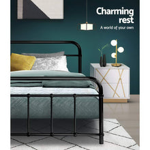 Load image into Gallery viewer, Artiss LEO Metal Bed Frame - Queen (Black)
