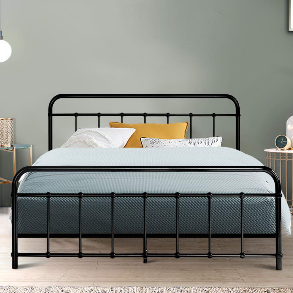 Artiss LEO Metal Bed Frame - Queen (Black)