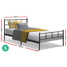 Load image into Gallery viewer, Metal Bed Frame Single Size Platform Foundation Mattress Base SOL Black
