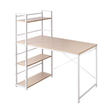 Load image into Gallery viewer, Metal Desk with Shelves - White with Oak Top
