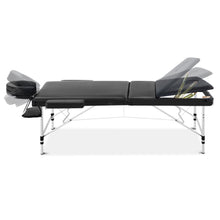 Load image into Gallery viewer, Zenses Portable 70cm wide 3 Fold Portable Aluminium Massage Table - Black
