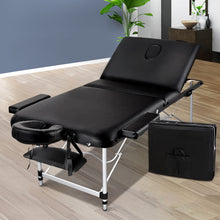 Load image into Gallery viewer, Zenses Portable 75cm wide 3 Fold Portable Aluminium Massage Table - Black
