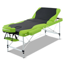 Load image into Gallery viewer, Zenses 3 Fold Portable 75 cm Aluminium Massage Table - Green &amp; Black
