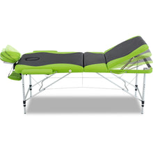 Load image into Gallery viewer, Zenses 3 Fold Portable 75 cm Aluminium Massage Table - Green &amp; Black
