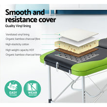 Load image into Gallery viewer, Zenses 3 Fold Portable 75 cm Aluminium Massage Table - Green &amp; Black
