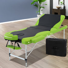 Load image into Gallery viewer, Zenses 3 Fold Portable 75 cm Aluminium Massage Table - Green &amp; Black
