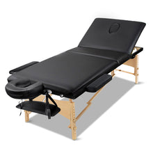 Load image into Gallery viewer, Zenses 75cm Wide Portable Wooden 3 Fold Massage Table - Black
