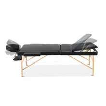 Load image into Gallery viewer, Zenses 75cm Wide Portable Wooden 3 Fold Massage Table - Black
