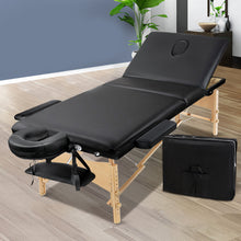 Load image into Gallery viewer, Zenses 75cm Wide Portable Wooden 3 Fold Massage Table - Black
