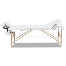 Load image into Gallery viewer, Zenses 3 Fold Portable 70 cm Wide Wood Massage Table - White
