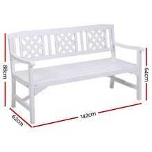 Load image into Gallery viewer, Sturdy and durable Wooden 3 Seater Garden Bench - White
