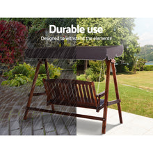 Load image into Gallery viewer, 3 Seater Wooden Garden Canopy Swing Chair - Charcoal
