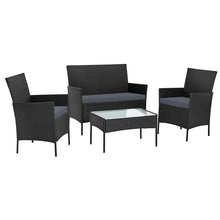 Load image into Gallery viewer, Gardeon Outdoor Furniture Lounge Setting Wicker Patio Dining Set w/Storage Cover Black
