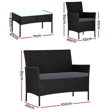 Load image into Gallery viewer, Gardeon Outdoor Furniture Lounge Setting Wicker Patio Dining Set w/Storage Cover Black
