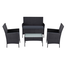 Load image into Gallery viewer, Gardeon Outdoor Furniture Lounge Setting Wicker Patio Dining Set w/Storage Cover Black
