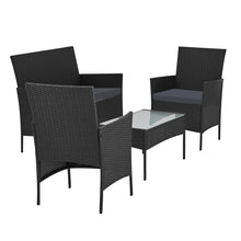 Load image into Gallery viewer, Gardeon Outdoor Furniture Lounge Setting Wicker Patio Dining Set w/Storage Cover Black
