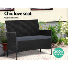 Load image into Gallery viewer, Gardeon Outdoor Furniture Lounge Setting Wicker Patio Dining Set w/Storage Cover Black
