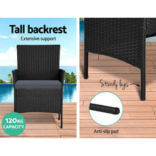 Load image into Gallery viewer, Gardeon Outdoor Furniture Lounge Setting Wicker Patio Dining Set w/Storage Cover Black
