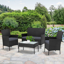 Load image into Gallery viewer, Gardeon Outdoor Furniture Lounge Setting Wicker Patio Dining Set w/Storage Cover Black
