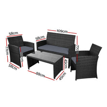 Load image into Gallery viewer, Gardeon Rattan Furniture Outdoor Lounge Setting Wicker Dining Set w/Storage Cover Black
