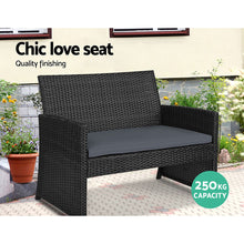 Load image into Gallery viewer, Gardeon Rattan Furniture Outdoor Lounge Setting Wicker Dining Set w/Storage Cover Black
