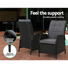 Load image into Gallery viewer, 4PC Outdoor Wicker Recliner Chairs Table Sun lounge Set - Black
