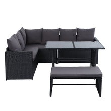 Load image into Gallery viewer, 8PC Outdoor Wicker Table Chairs Lounge Set - Black
