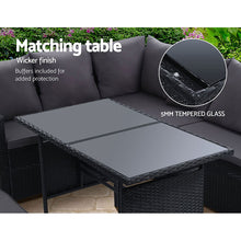 Load image into Gallery viewer, 8PC Outdoor Wicker Table Chairs Lounge Set - Black
