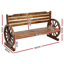 Load image into Gallery viewer, Rustic looks Wooden Wagon Chair 3 Seat Garden Bench
