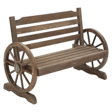 Load image into Gallery viewer, Wooden 2 seater Wagon Wheels Garden Bench - Brown
