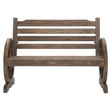 Load image into Gallery viewer, Wooden 2 seater Wagon Wheels Garden Bench - Brown
