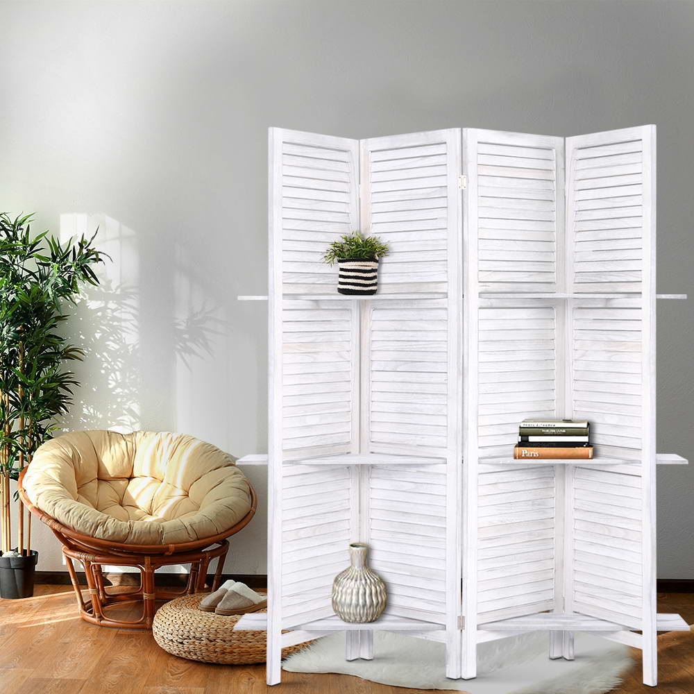 4 Panel White Room Divider