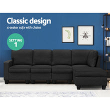 Load image into Gallery viewer, Modular Chaise Chair Suite Dark Grey 5 Seater Sofa Lounge Set
