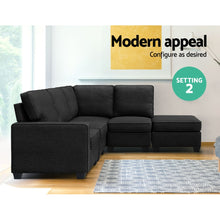 Load image into Gallery viewer, Modular Chaise Chair Suite Dark Grey 5 Seater Sofa Lounge Set
