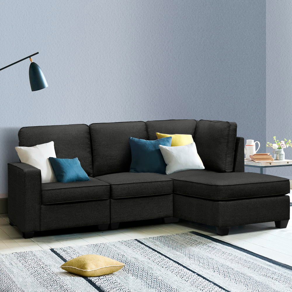 Modular Fabric Dark Grey 4 Seater Sofa Lounge Set