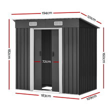 Load image into Gallery viewer, Durable Galvanized Steel Outdoor Storage Garden Shed 1.94x1.21M with Base
