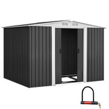 Load image into Gallery viewer, Durable Galvanized Steel Outdoor Storage Garden Shed 2.58X2.07M with Base
