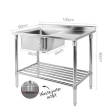 Load image into Gallery viewer, 100x60cm Commercial Stainless Steel Sink Kitchen Bench
