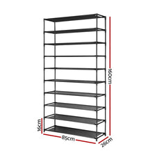 Load image into Gallery viewer, Artiss Shoe Rack 10-Tier (50 Pair) Shoes Organiser DIY Stackable Organizer Storage Shelf Stand Holder Portable Wardrobe Black
